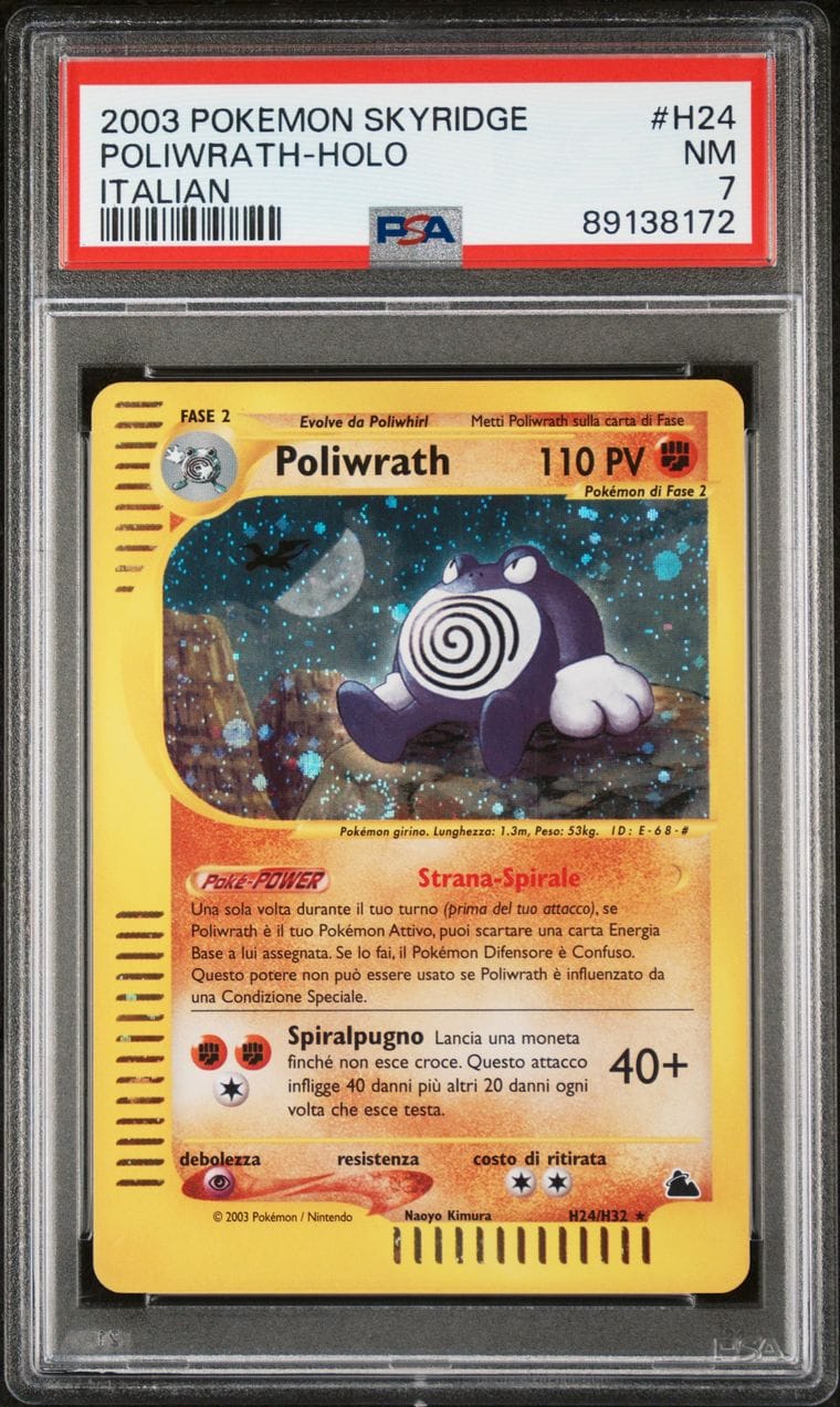 2003 POKEMON SKYRIDGE POLIWRATH-HOLO ITA #H24 PSA 7 -POP 1-