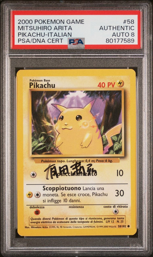 2000 POKEMON GAME MITSUSHIRO ARITA PIKACHU SIGNED ITA#58 AUTH 8