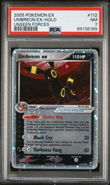 2005 POKEMON UMBREON EX HOLO UNSEEN FORCES ENG #112 PSA 7