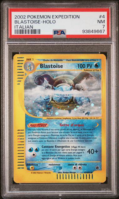 2002 POKEMON EXPEDITION BLASTOISE HOLO ITA #4 PSA 7