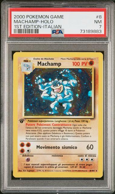 2000 POKEMON GAME MACHAMP HOLO 1ST EDITION ITA #8 PSA 7