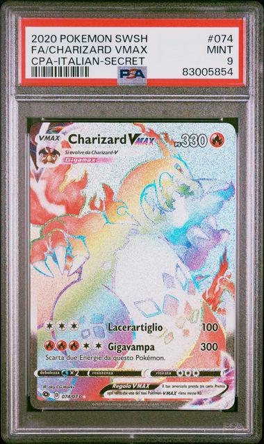 2020 POKEMON SWSH FA/CHARIZARD VMAX CPA SECRET ITA #074 PSA 9