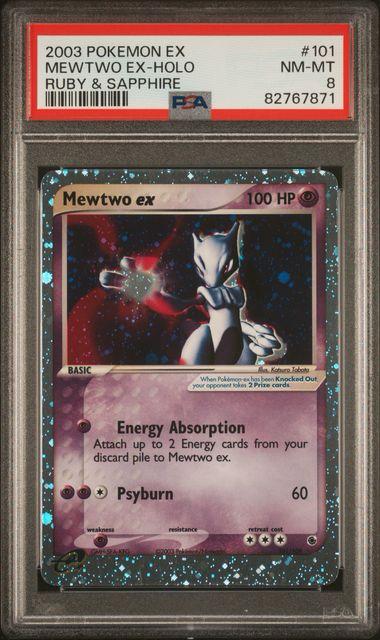 2003 POKEMON EX MEWTWO EX HOLO RUBY & SAPPHIRE ENG #101 PSA 8